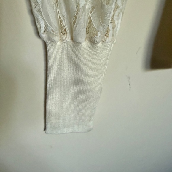 NWT Anthropologie Lace Sleeve Sweater Ivory Size XL - Picture 6 of 15